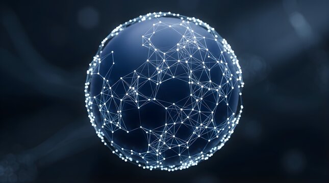 Digital globe sphere formed by connected lines and dots representing network