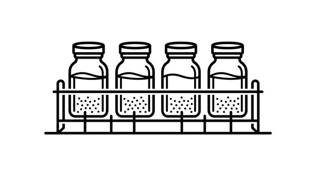 Four sample jars in rack line art