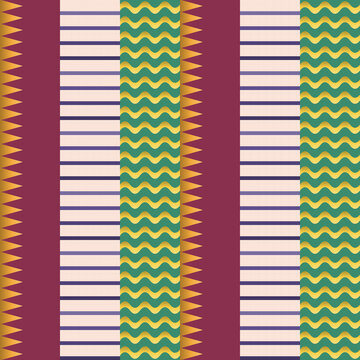 Seamless mirror pattern in purple, cream, green - bohemian gradient geometric background for wallpaper, textile and wrapping paper design