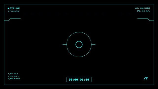 Dslr camera frame viewfinder SciFi Drone HUD Circular Targeting Overlay 4K
