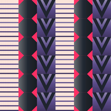 Seamless mirror pattern in magenta, black, purple - decorative gradient geometric background for wallpaper, textile and wrapping paper design