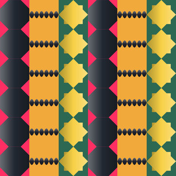 Seamless pixel pattern in magenta, black, green - minimalist gradient geometric background for wallpaper, textile and wrapping paper design