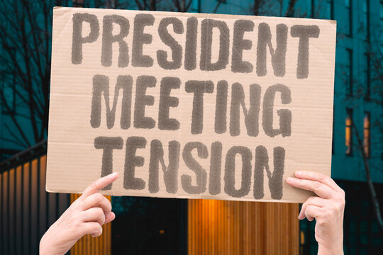"President Meeting Tension" The president's talks with Israel coincided with the attack. POLITICS. MEETING. TENSION. CRISIS.