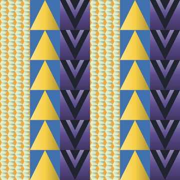 Seamless pixel pattern in yellow, cream, blue - creative gradient geometric background for wallpaper, textile and wrapping paper design