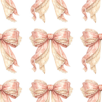 Premium seamless coquette bow pattern featuring elegance. Designed as a perfectly seamless repeating pattern with invisible tile edges for continuous printing.