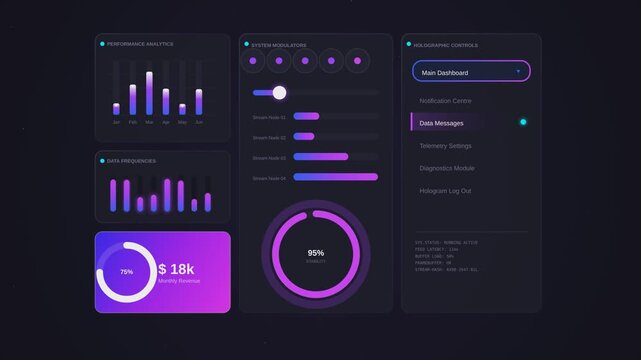 Neon Pink Futuristic Dashboard Hologram Loop Sci-Fi UI Motion Graphic