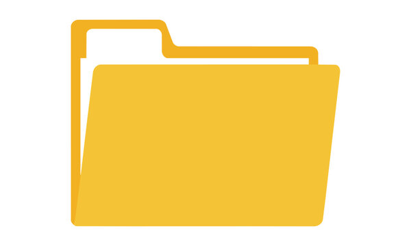 Bright yellow office file folder with a white paper tab isolated on a white background business organization concept