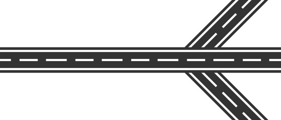 Fototapeta premium Asphalt road highway path split illustration with fork junction street map vector element.