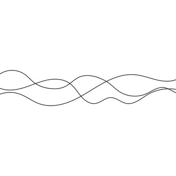 Abstract vector white background of thin black wavy lines. Seamless pattern of curved waves. Striped graphic template. Vector illustration
