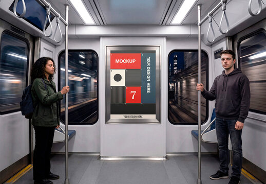 Billboard Vertical Subway Mockup