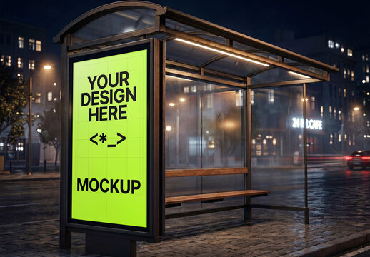 Bus Stop Billboard Mockup