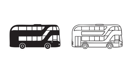black silhouette double-decker bus outline art vector icon black silhouette and outline black silhouette and outline art vector icon © Shamsul