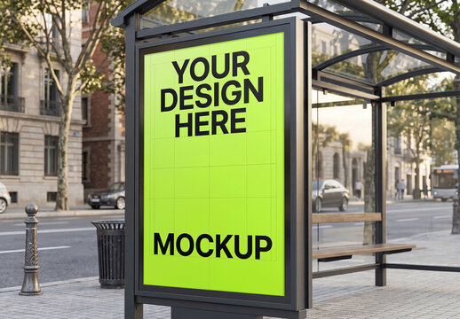 Bus Stop Billboard Mockup