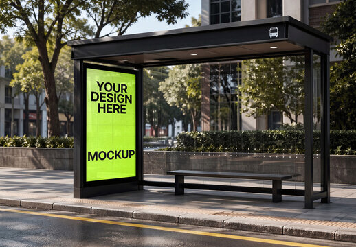 Bus Stop Billboard Mockup