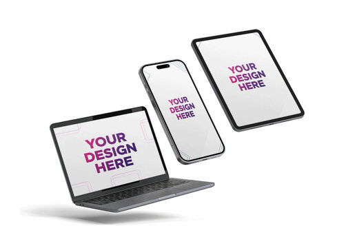 Mockup Of A Multi Device Isometric Perspective View