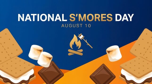 National S'mores Day celebration with campfire and marshmallows