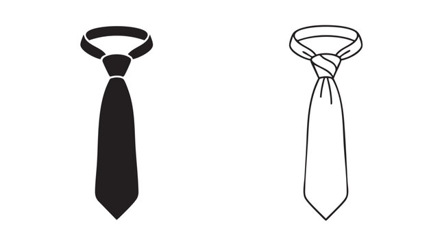 black tie silhouette and outline art vector icon black silhouette and outline art vector black silhouette and outline art vector icon