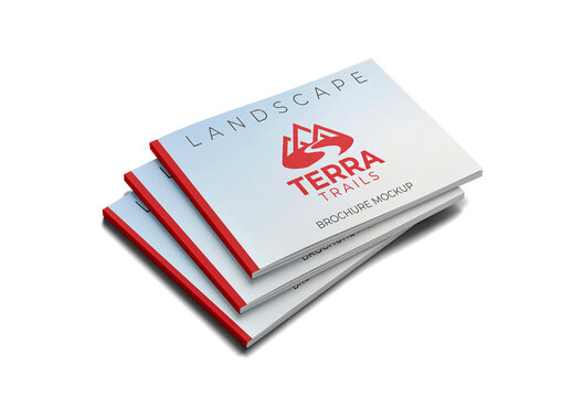 Stacked Landscape Brochure View Mockup