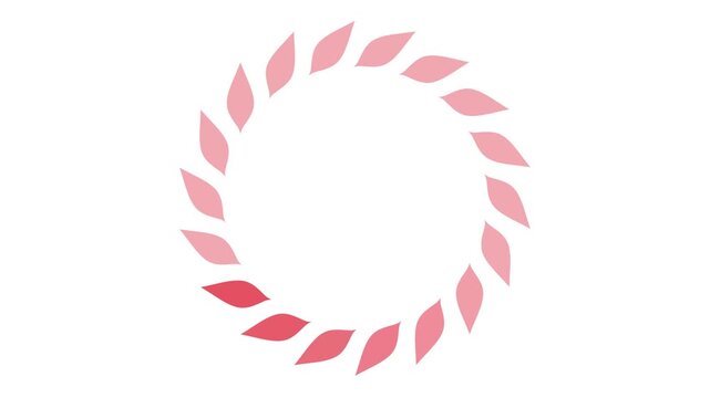 Pink leaves circular loading animation on white background. Elegant progress indicator for beauty, wellness, or organic lifestyle projects.