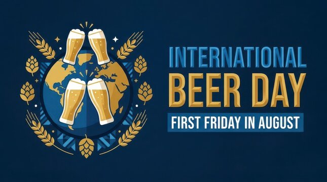 International Beer Day celebration vector illustration