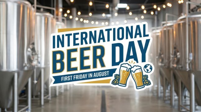 International Beer Day sign with mugs