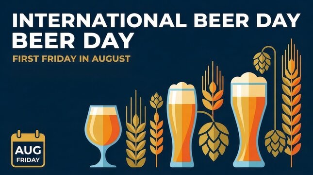 International Beer Day illustration with August calendar icon
