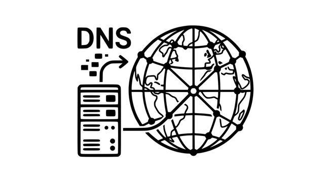 DNS Server Connecting to Global Network Globe Icon