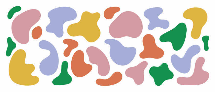 Colorful pebble abstract blob shape pattern perfect for playful graphic decoration modern geometric art and vibrant cute wallpaper concept