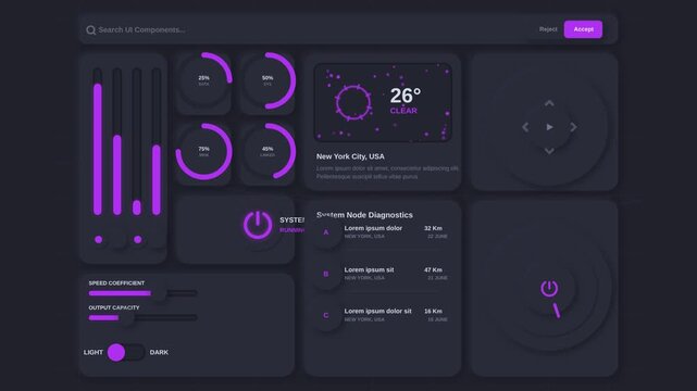 Neumorphic Control Center Dashboard Pink UI Equalizer Loop