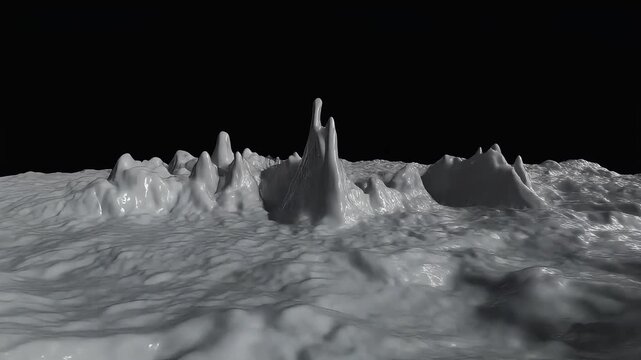 Abstract alien landscape with sharp peaks and undulating texture
