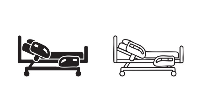 hospital bed black silhouette outline art vector icon black silhouette and outline art black silhouette and outline art vector icon