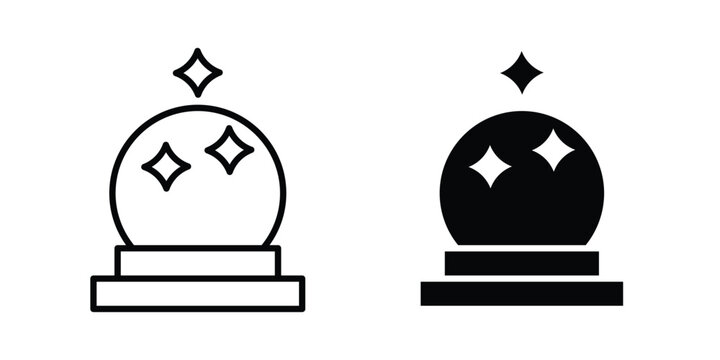 Crystal ball icon in black and white style