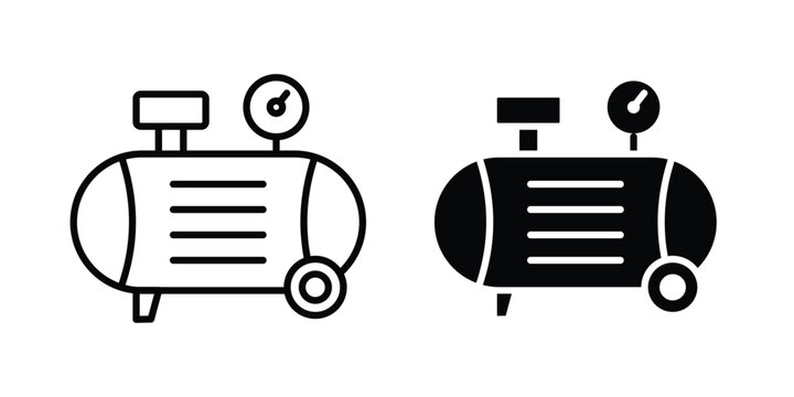 Air compressor icon in black and white style