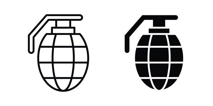 Hand grenade icon in black and white style