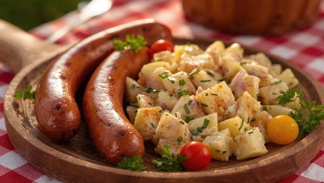 hot dogs with potato salad