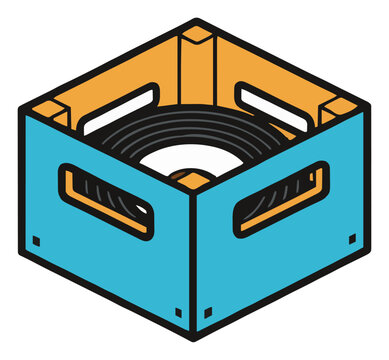 Vinyl record storage crate isometric illustration. Generative AI