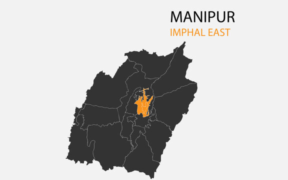 Manipur png map with districts, Indian state Manipur district map, Manipur Imphal East