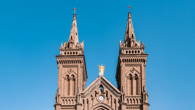 Close up of the architecture of Xiaonan Catholic Church in Shenyang, Liaoning, China