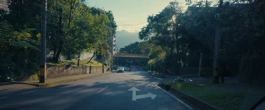 Medellin, Colombia - Driving Point of View on a City Street