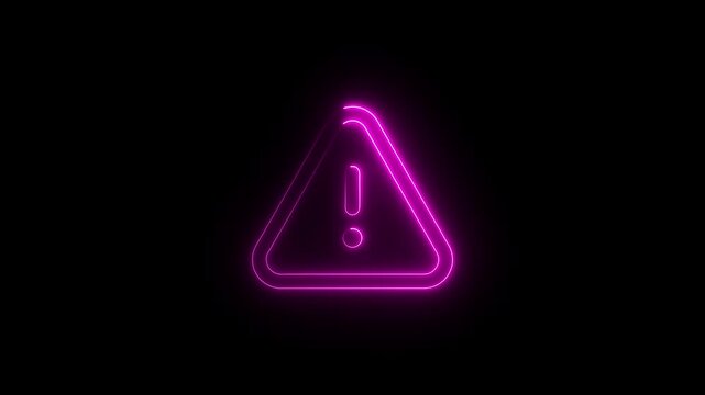 eon warning attention icon animation glowing neon red color danger risk alert neon error stop signal problem sign symbol 4k