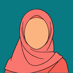 muslim woman wearing hijab Islam religion profile portrait face avatar flat color vector illustration template design © katsumatakun