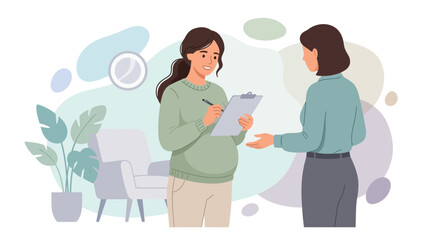 Obraz premium Therapy session with a pregnant woman and therapist, mental health concept