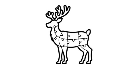 Fototapeta premium Christmas Reindeer Puzzle Toy Outline for Laser Cutting and Crafts