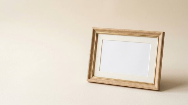 Minimalist Wooden Picture Frame with Blank White Center for Display Mockup S1