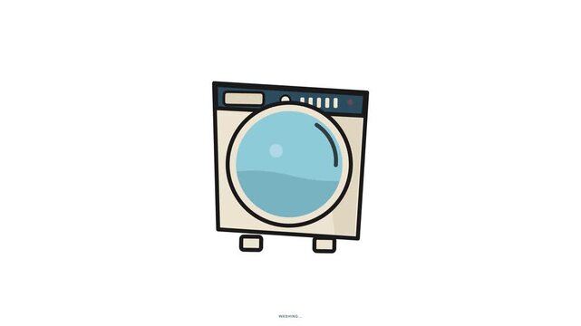 Modern Flat Vector Illustration of a Front Loading Washing Machine for Home Laundry and Cleaning
