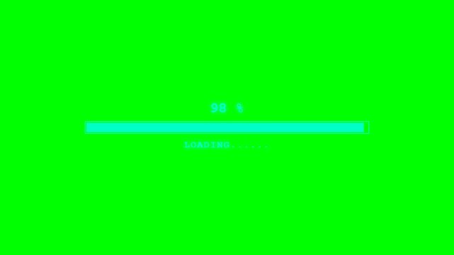 Proyek animasi loading bar progress indicator at ninety percent on a green screen backdrop for digital motion graphics video editing
