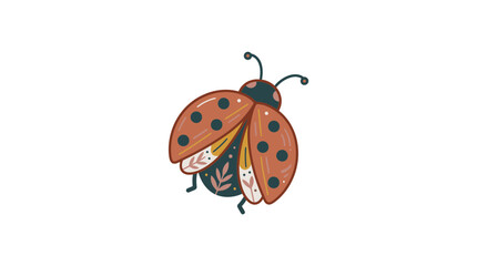 Ornate folk art ladybug insect illustration. © deni
