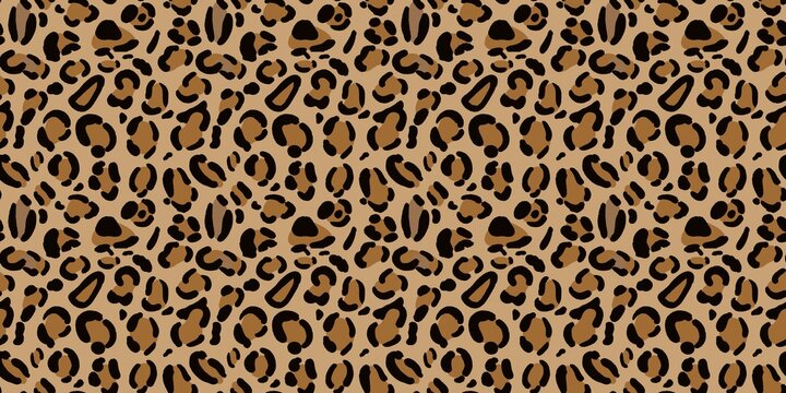 Golden tan leopard spot fur pattern banner background. Chic safari feline skin texture for stylish packaging wrap and wide home textile layout.