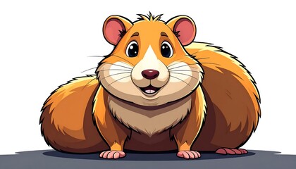 Cute cartoon hippo sitting happily smiling.