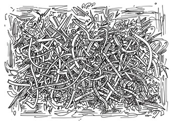 Obraz premium Intricate black and white floral pattern design.